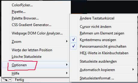 Das Optionen-Menü