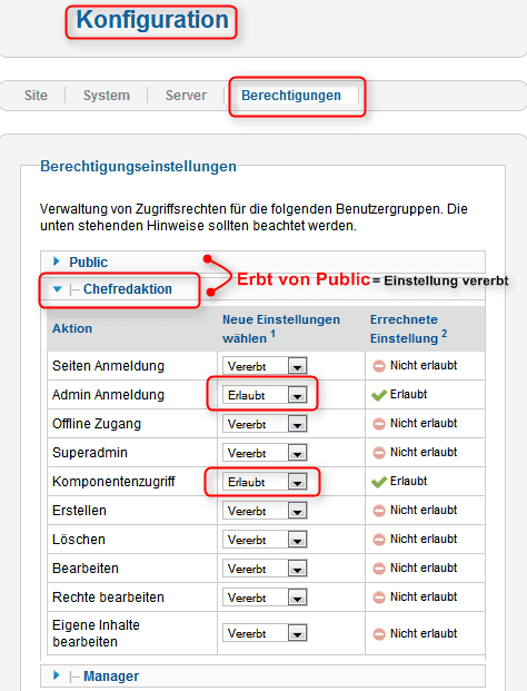 Administrationszugriff erlauben