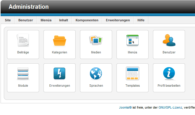 Backend mit Administrationzugriff