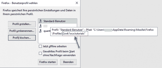 Profilmanager Dialog