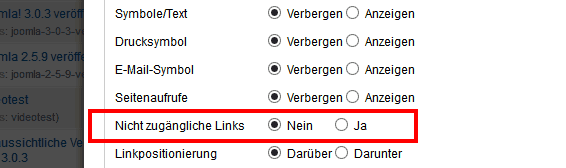 Nicht zugängliche Links
